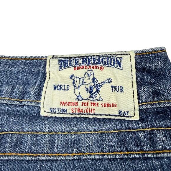 TRUE RELIGION Y2K Rhinestone Straight Leg Jean Size 28 Made In USA - Picture 6 of 8